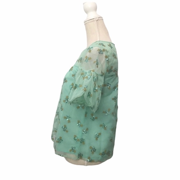 Anthropologie 0 Sabine Beaded Mint Blouse Top NWT - Picture 4 of 8